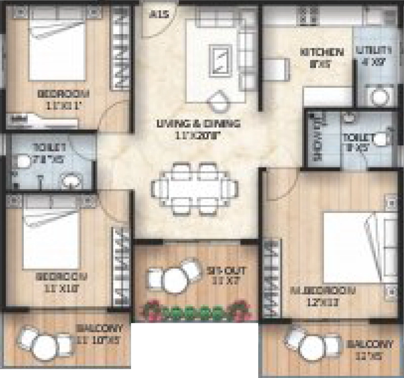 3 BHK Flat in Adithya Valioso in Varthur, Bangalore - Image 929769