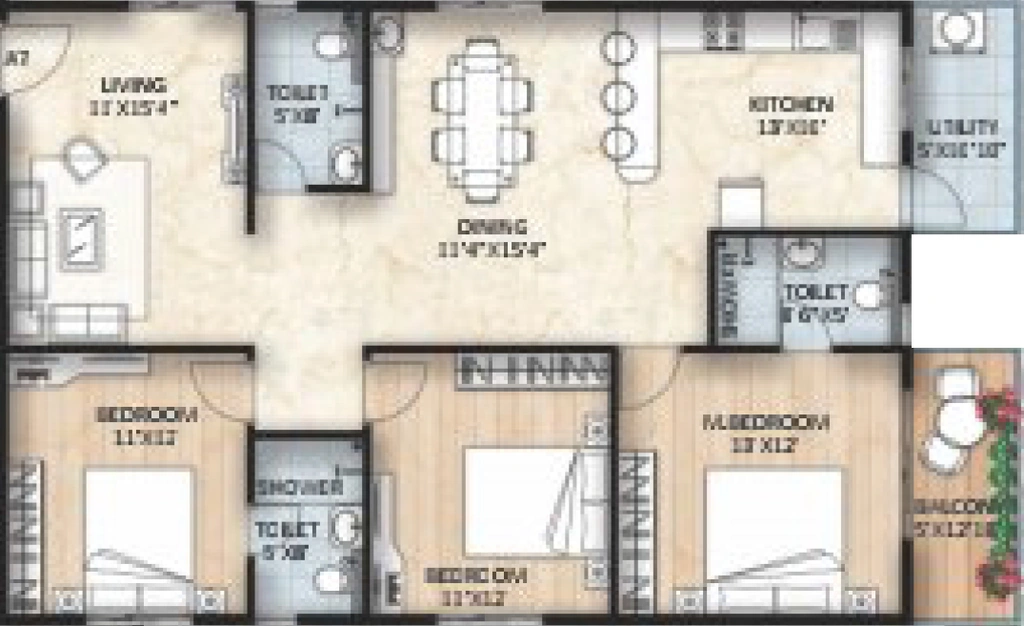 3 BHK Flat in Adithya Valioso in Varthur, Bangalore - Image 929772