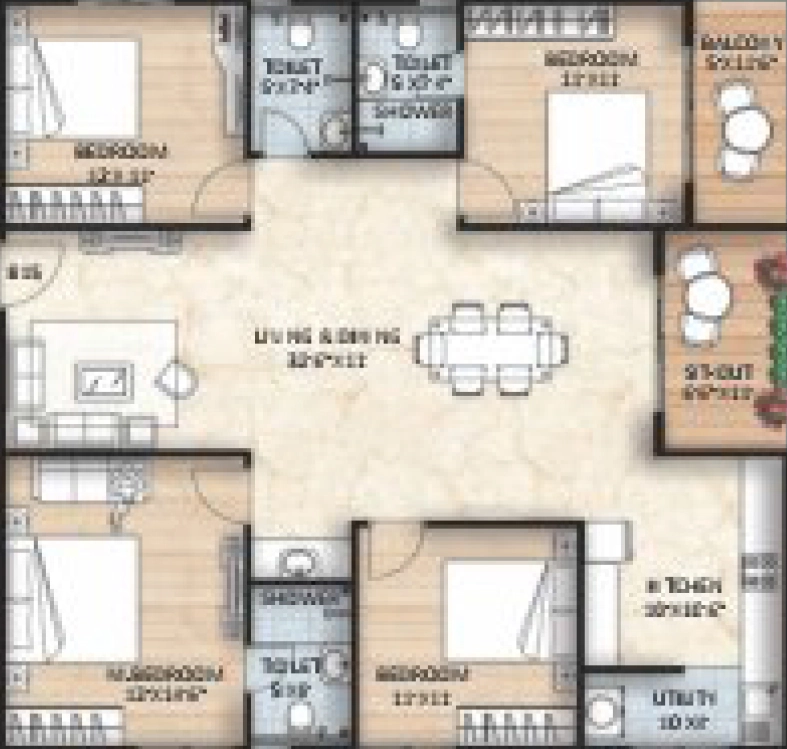 4 BHK Flat in Adithya Valioso in Varthur, Bangalore - Image 929775