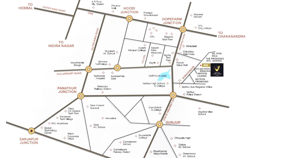 Location of Adithya Valioso in Varthur, Bangalore - Image 431655