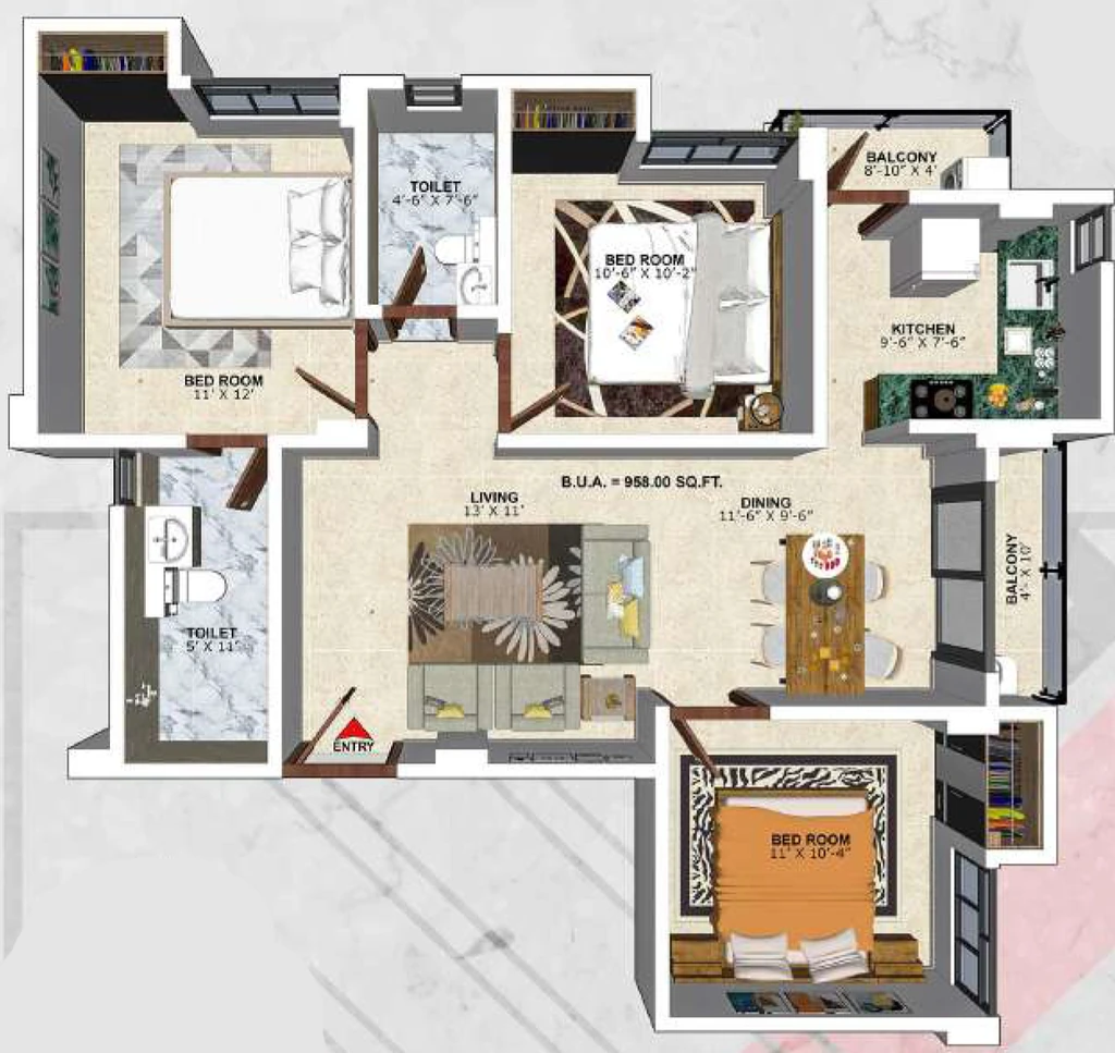 3 BHK Flat in Golden Square Apartment in Sarumotoria, Guwahati - Image 929768