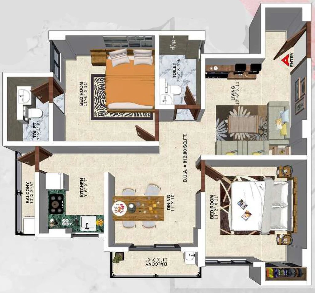 2 BHK Flat in Golden Square Apartment in Sarumotoria, Guwahati - Image 929767