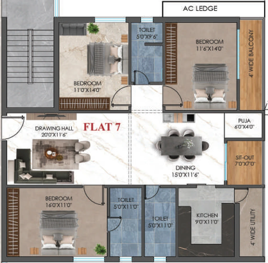 3 BHK Flat in Shubh The Royal Empire in Harmu, Ranchi - Image 929950