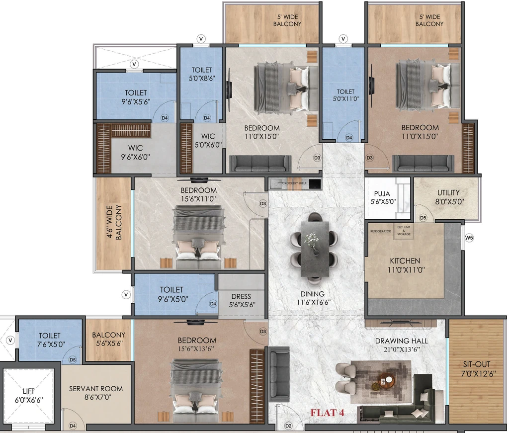 4 BHK Flat in Shubh The Royal Empire in Harmu, Ranchi - Image 929953