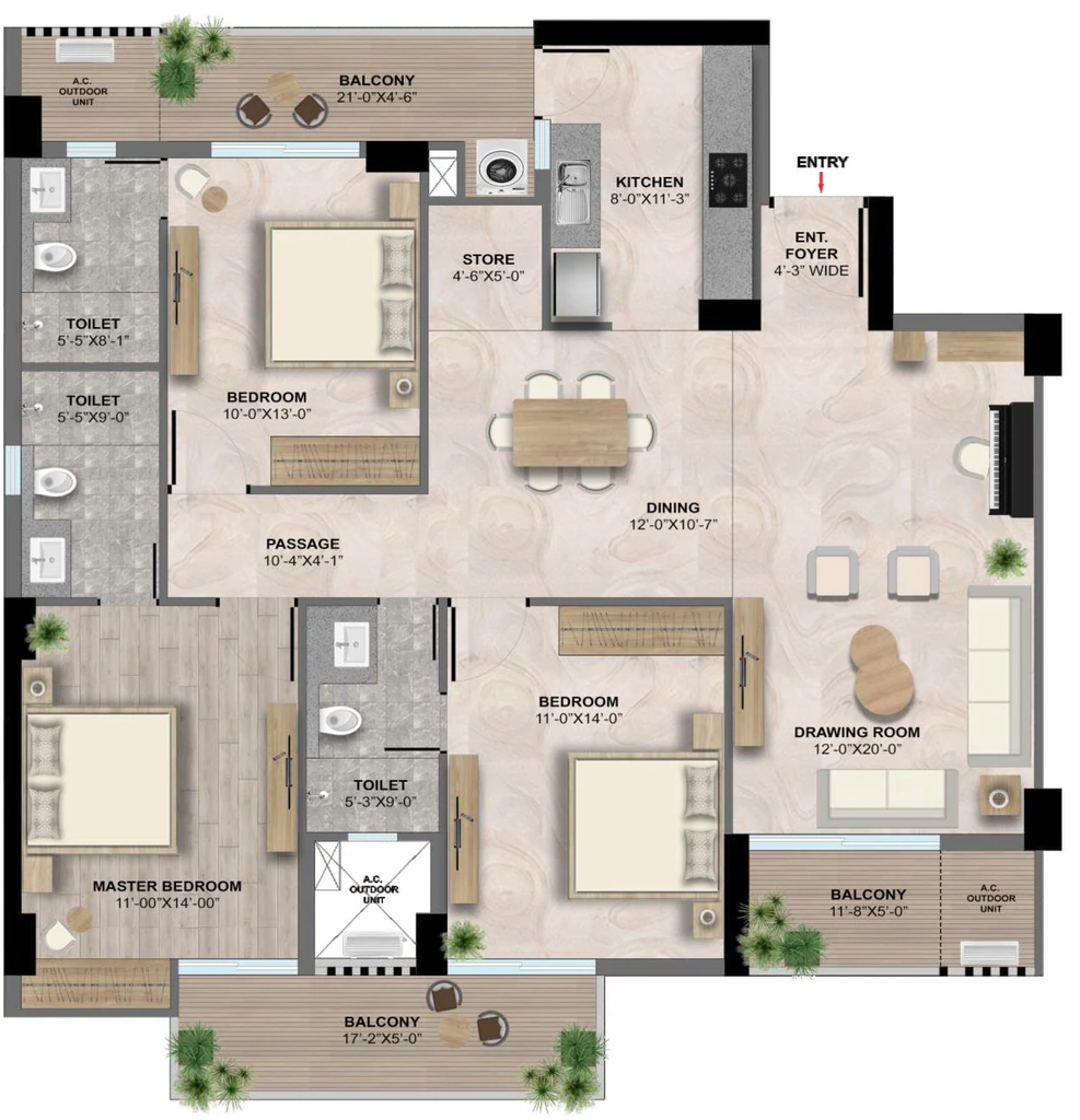 3 BHK Flat in 1OAK Eden At 1 in Gomti Nagar Extension, Lucknow - Image 929792