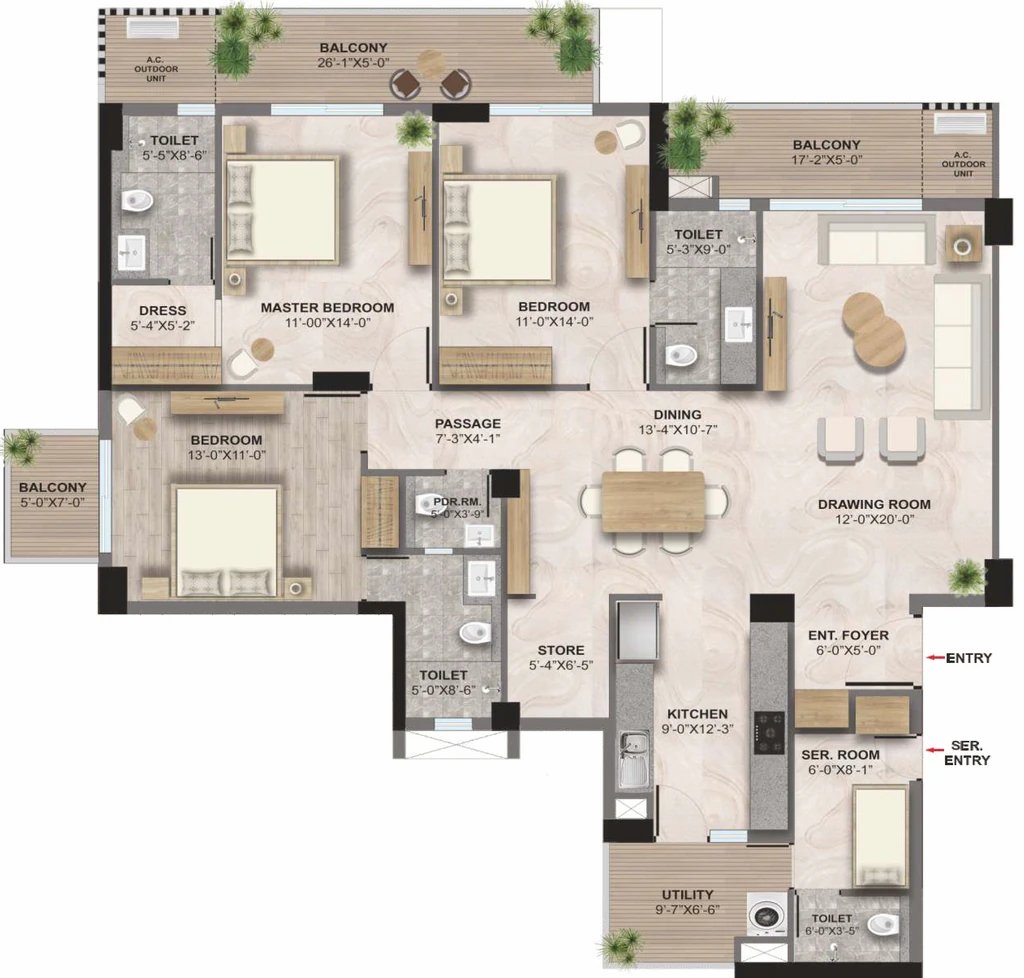 3 BHK Flat in 1OAK Eden At 1 in Gomti Nagar Extension, Lucknow - Image 929793
