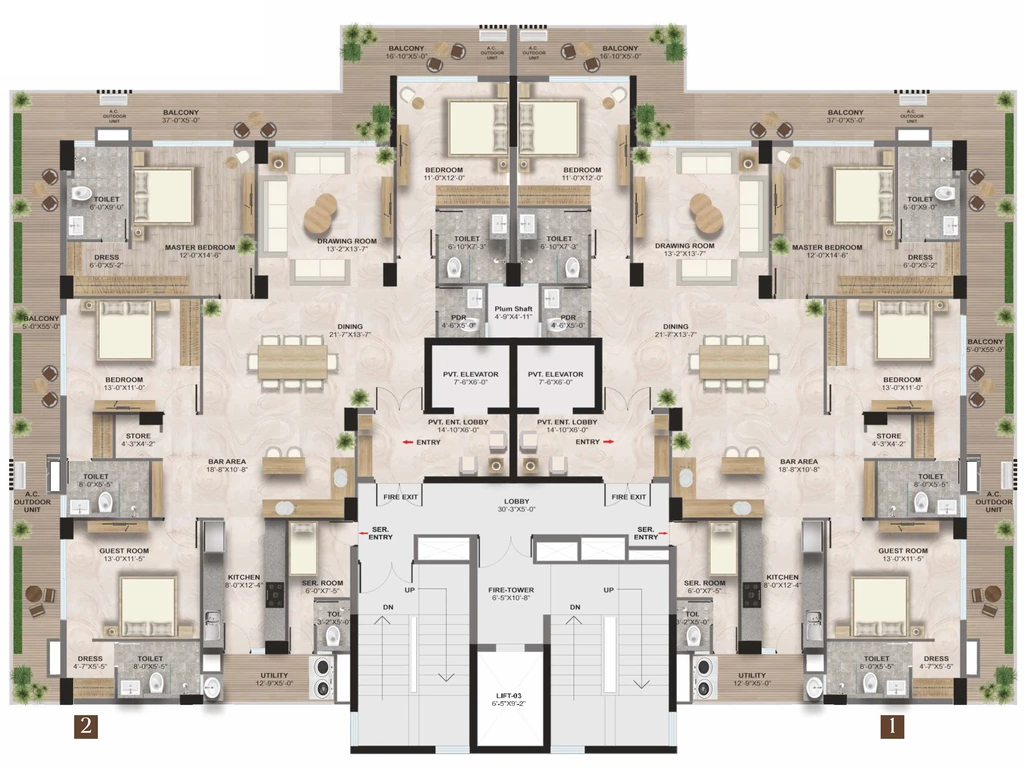 Floor Plan of 1OAK Eden At 1 in Gomti Nagar Extension, Lucknow - Image 431730