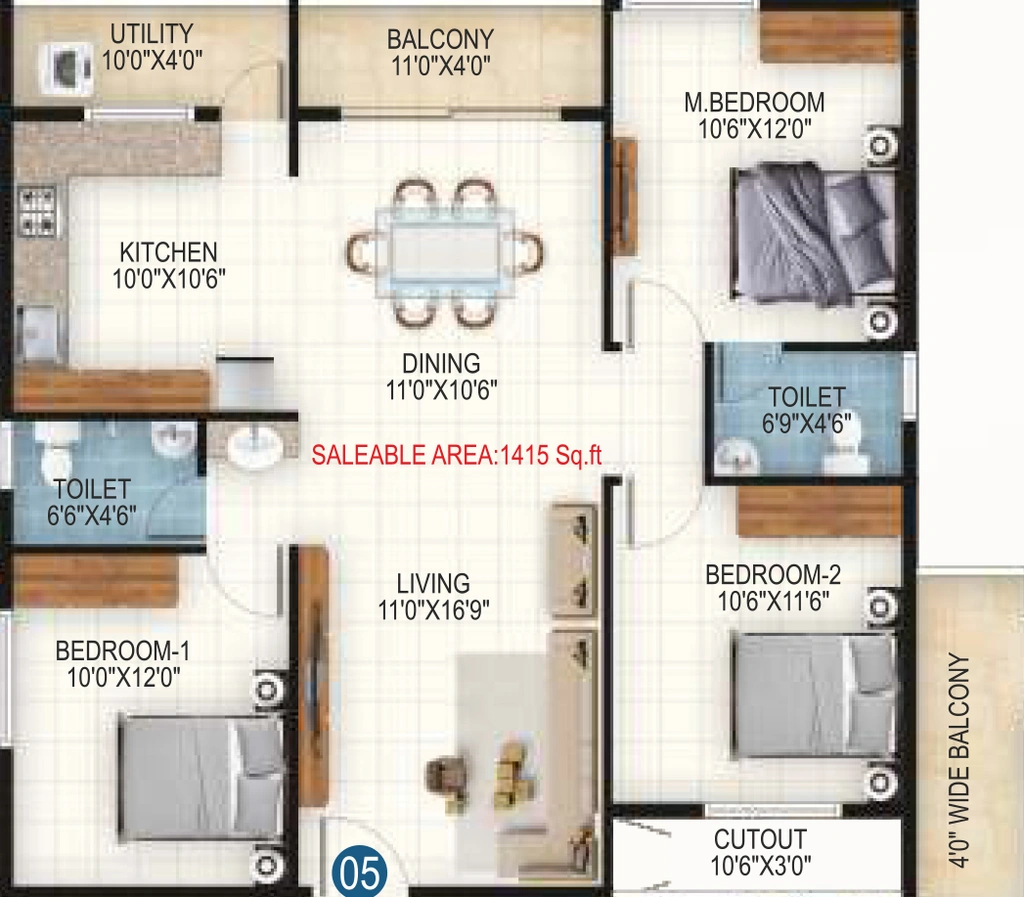 3 BHK Flat in SLV Sai Adhya in Electronic City, Bangalore - Image 929805
