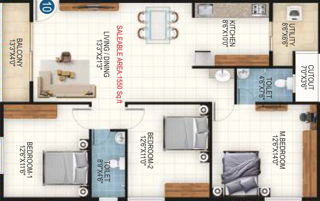 3 BHK Flat in SLV Sai Adhya in Electronic City, Bangalore - Image 929806