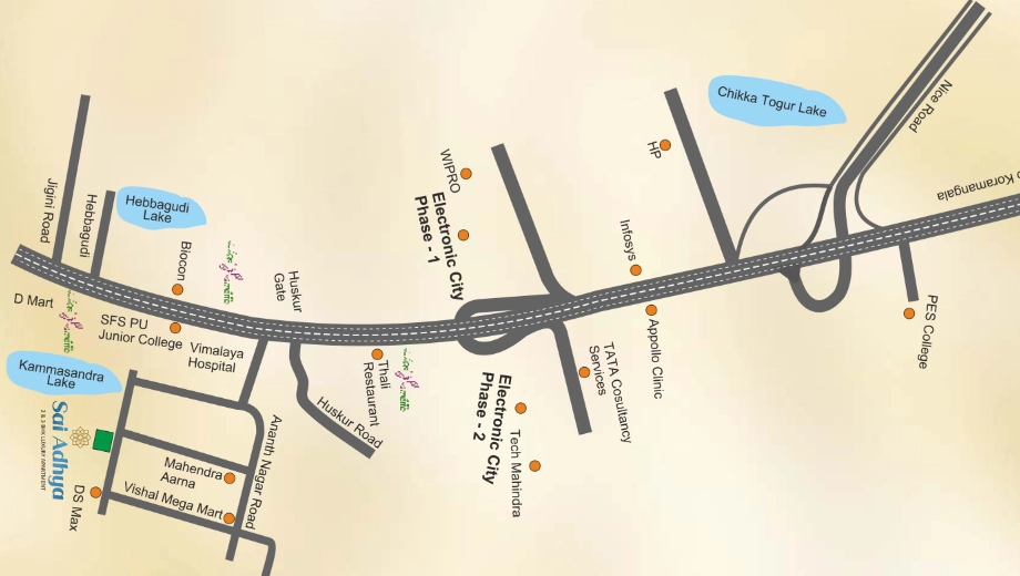 Location of SLV Sai Adhya in Electronic City, Bangalore - Image 431758
