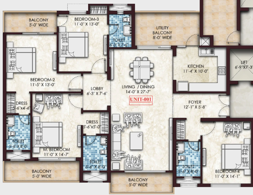4 BHK Flat in Omaxe Regent in Gomti Nagar Extension, Lucknow - Image 929812