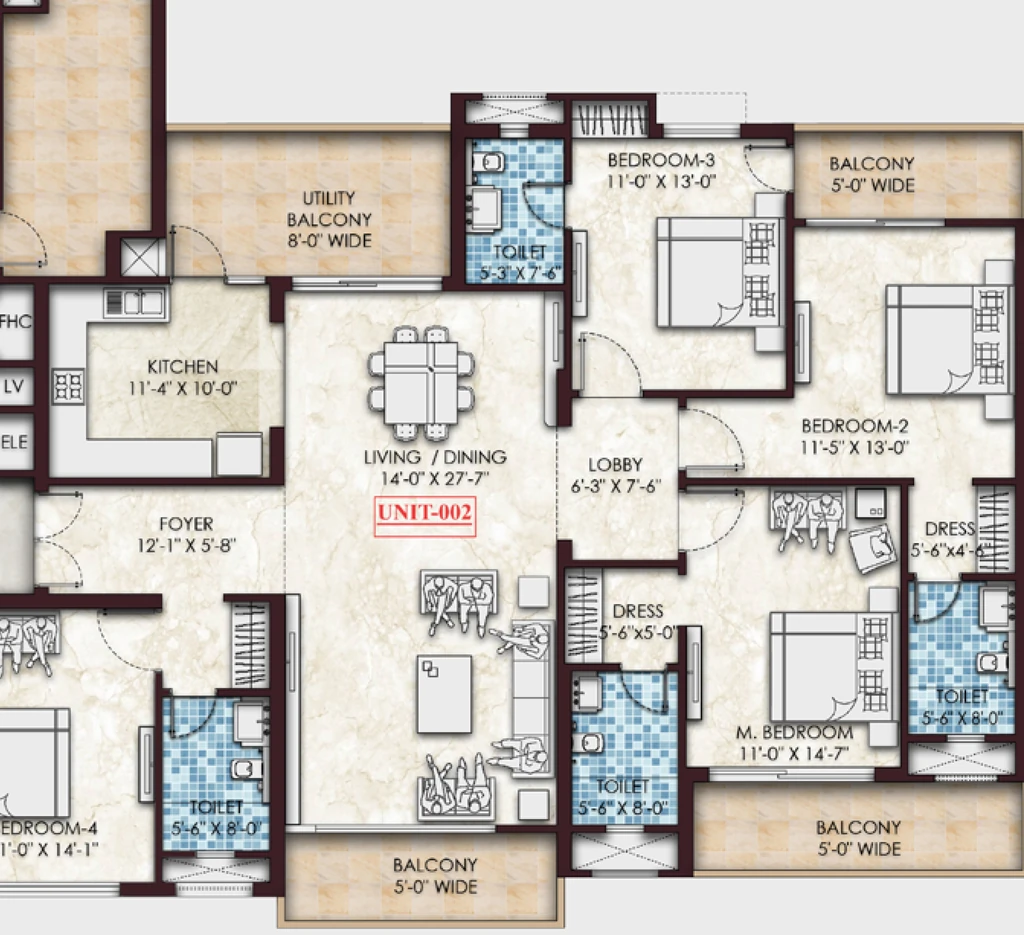 4 BHK Flat in Omaxe Regent in Gomti Nagar Extension, Lucknow - Image 929813