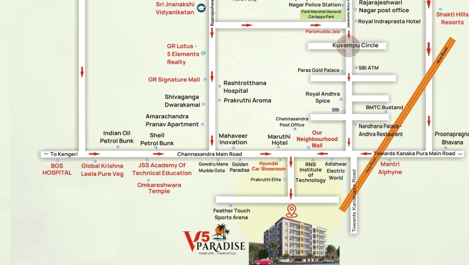 Location of V5 Paradise in Channasandra, Bangalore - Image 431781