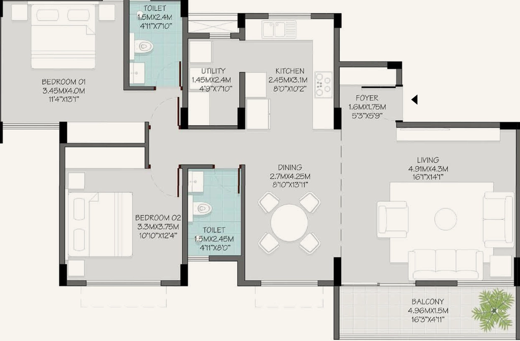 2 BHK Flat in Modern Spaaces Green Storeys in Sarjapur Road, Bangalore - Image 929828
