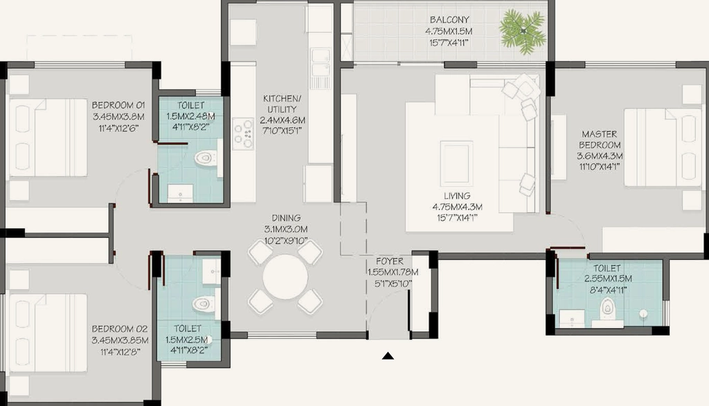 3 BHK Flat in Modern Spaaces Green Storeys in Sarjapur Road, Bangalore - Image 929829