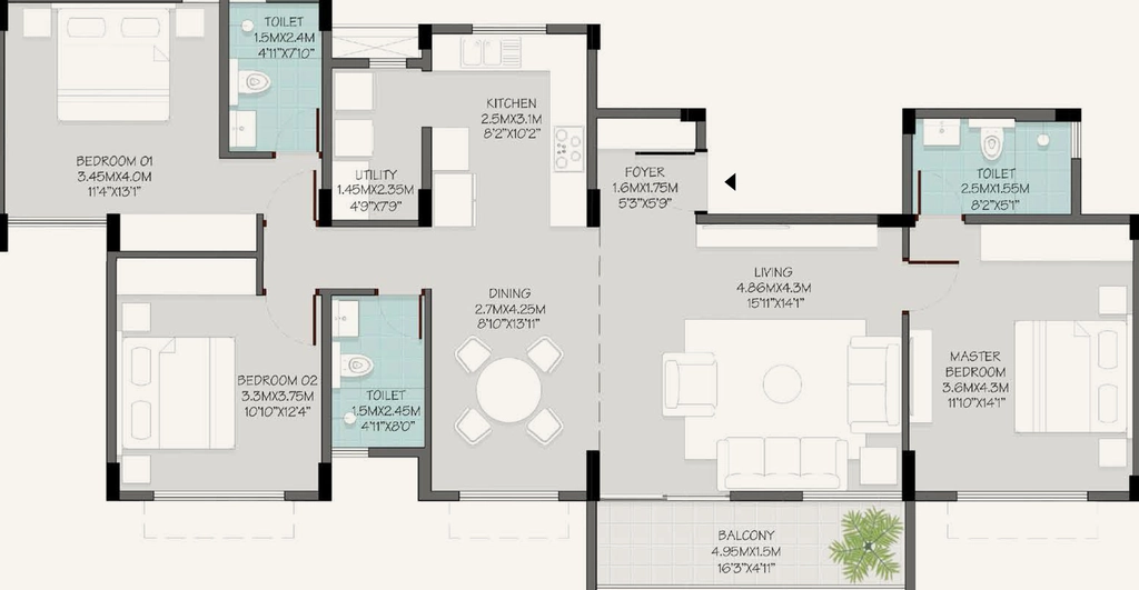 3 BHK Flat in Modern Spaaces Green Storeys in Sarjapur Road, Bangalore - Image 929830