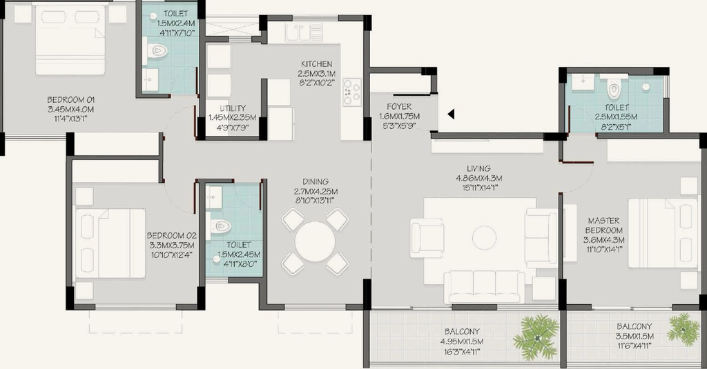 3 BHK Flat in Modern Spaaces Green Storeys in Sarjapur Road, Bangalore - Image 929831
