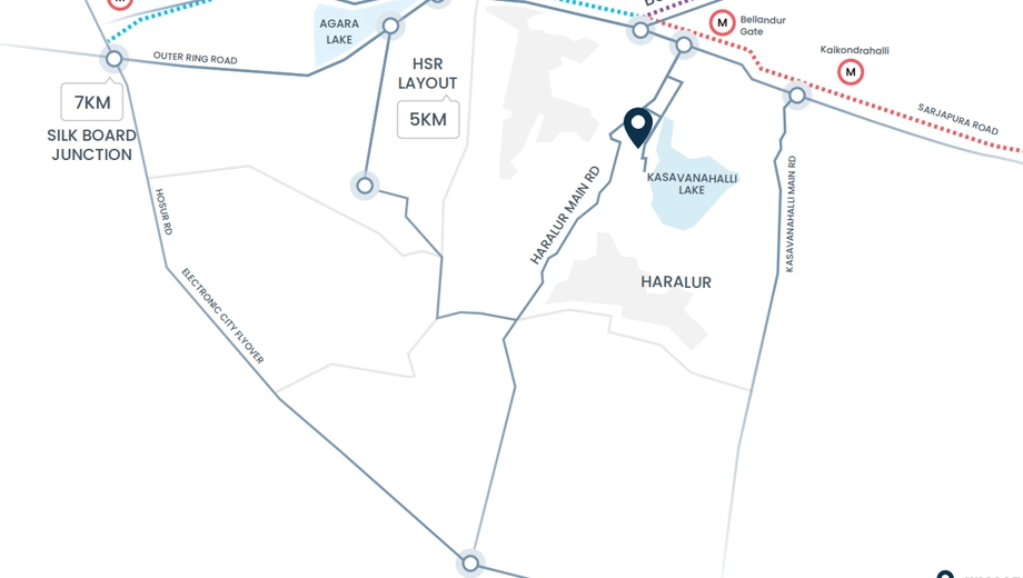 Location of Modern Spaaces Windmere in Haralur, Bangalore - Image 431809