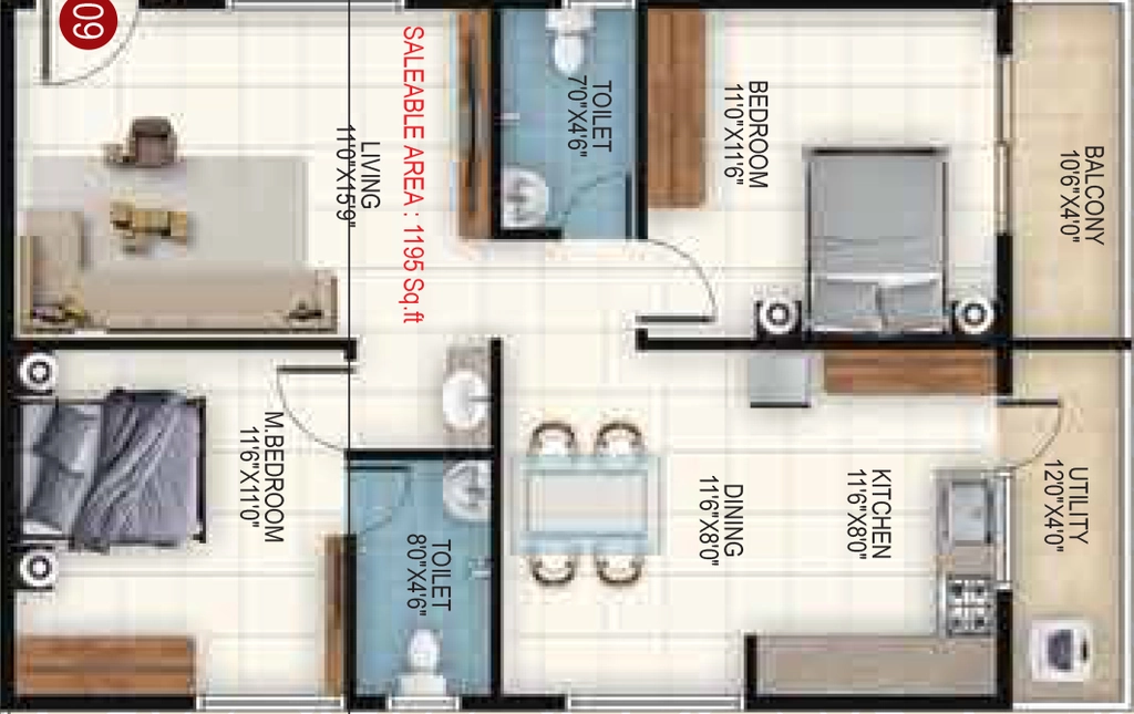 2 BHK Flat in Srinivasa Srinis Pristine in Sarjapur Road, Bangalore - Image 929837