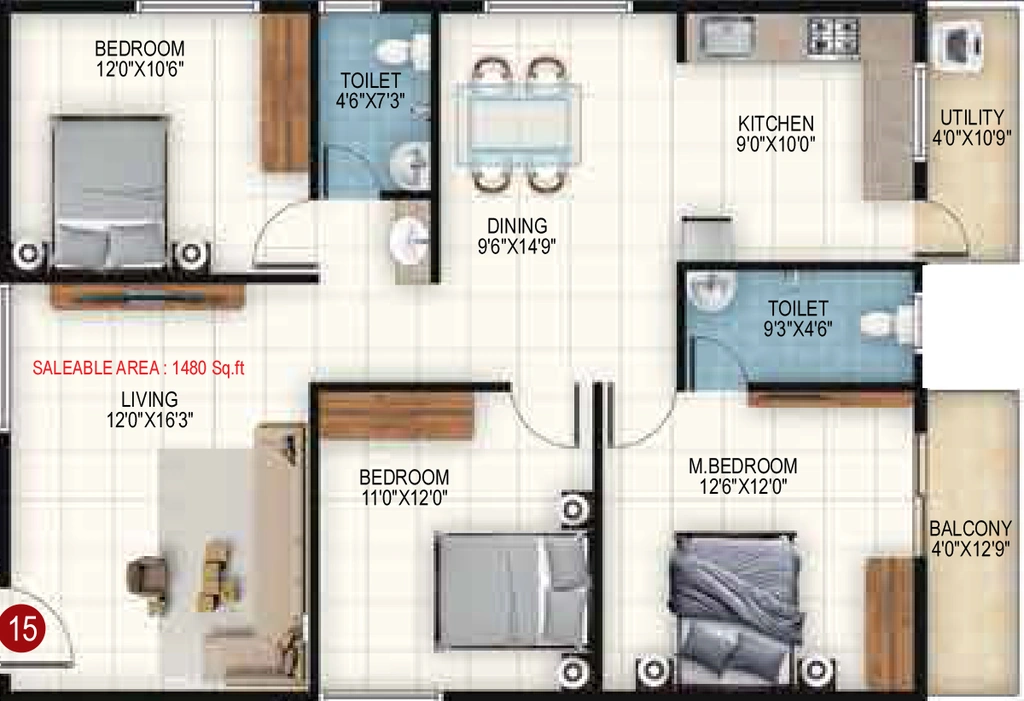 3 BHK Flat in Srinivasa Srinis Pristine in Sarjapur Road, Bangalore - Image 929840