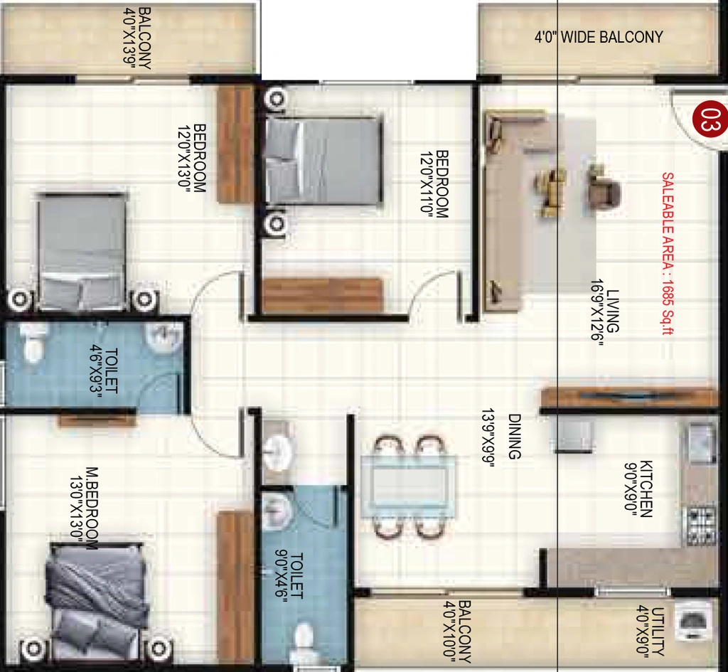 3 BHK Flat in Srinivasa Srinis Pristine in Sarjapur Road, Bangalore - Image 929842