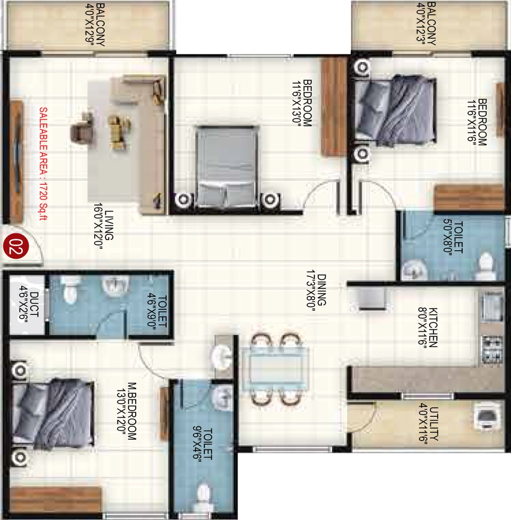 3 BHK Flat in Srinivasa Srinis Pristine in Sarjapur Road, Bangalore - Image 929843