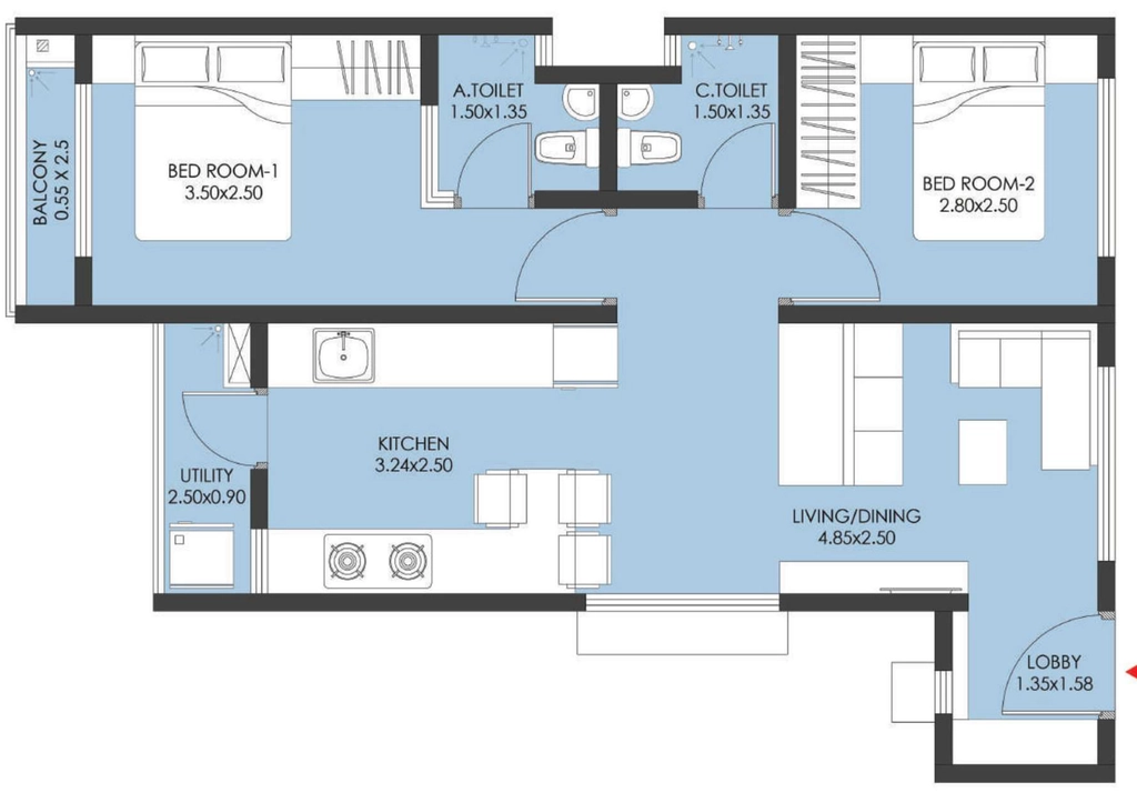 2 BHK Flat in Citrus Aire in Bommasandra, Bangalore - Image 929884