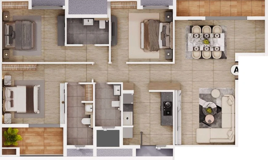 3 BHK Flat in Soham Pravya in Rajarhat, Kolkata - Image 929895