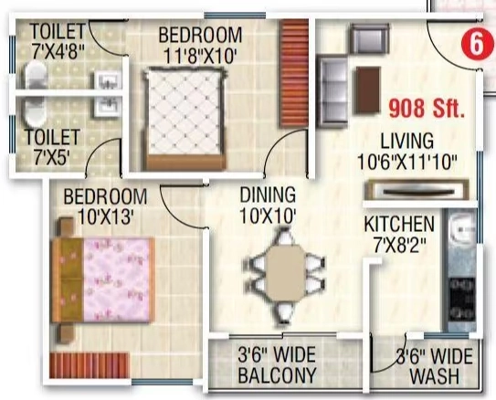 2 BHK Flat in SRS White Pearl in Hallehalli, Bangalore - Image 929910