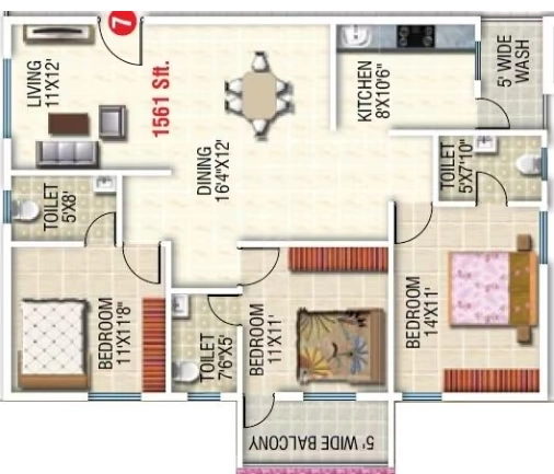 3 BHK Flat in SRS White Pearl in Hallehalli, Bangalore - Image 929912