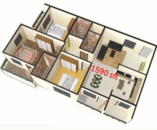 3 BHK Flat in Suncrest Nandanam Residency in Horamavu, Bangalore - Image 929909