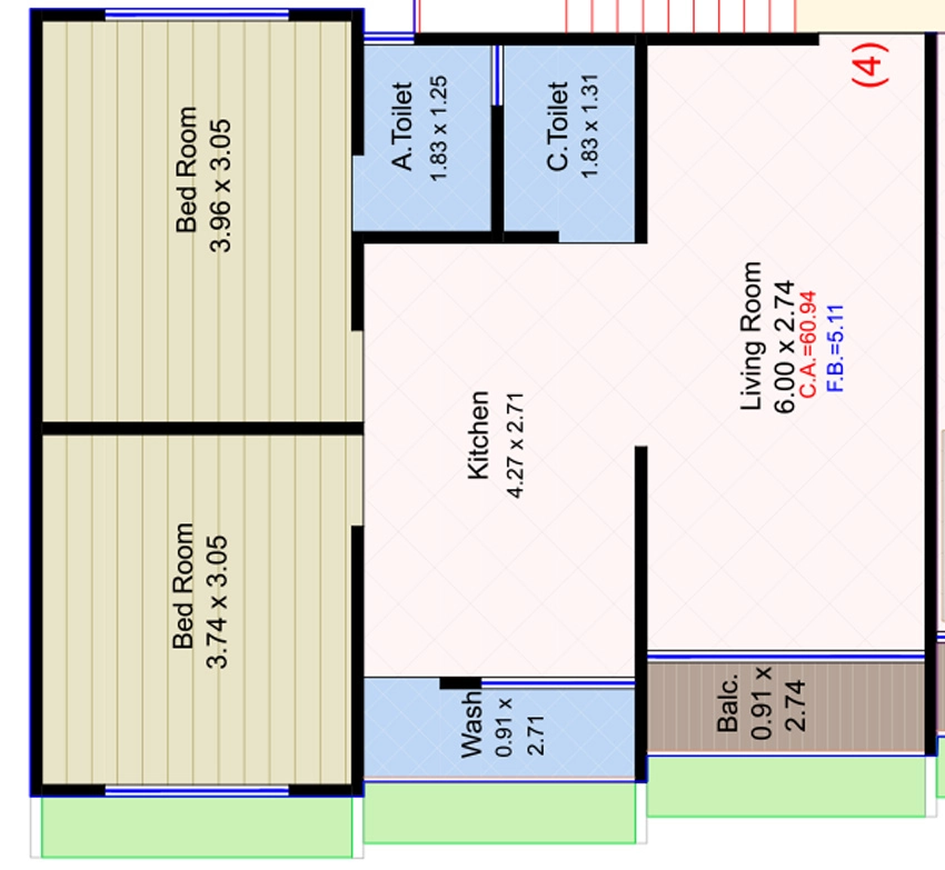 2 BHK Flat in Rudra Residency in Dindoli, Surat - Image 929935