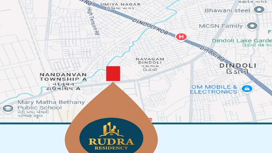 Location of Rudra Residency in Dindoli, Surat - Image 432068