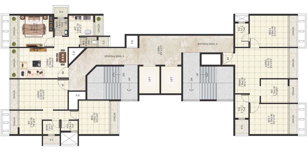 Floor Plan of Sakha Heights in Dronagiri, Navi Mumbai - Image 432123
