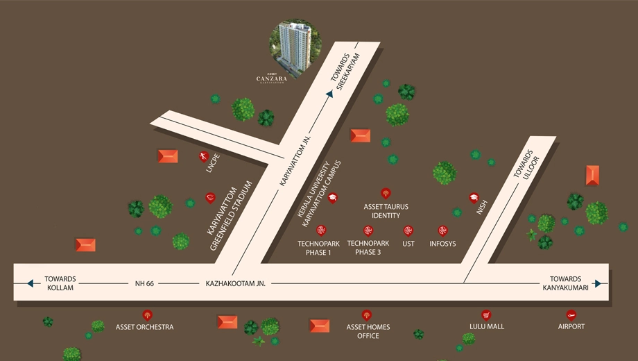 Location of Asset Canzara in Karyavattom, Thiruvananthapuram - Image 432206