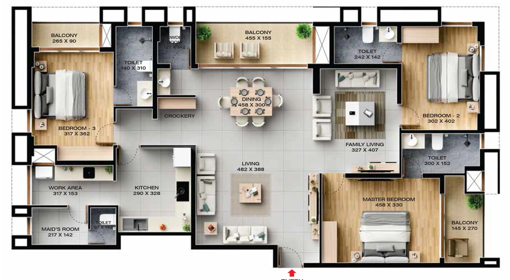3 BHK Flat in Favourite Illam in Vazhuthacaud, Thiruvananthapuram - Image 929993