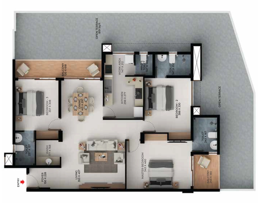 3 BHK Flat in Favourite The Cyber Bay in Anayara, Thiruvananthapuram - Image 930001