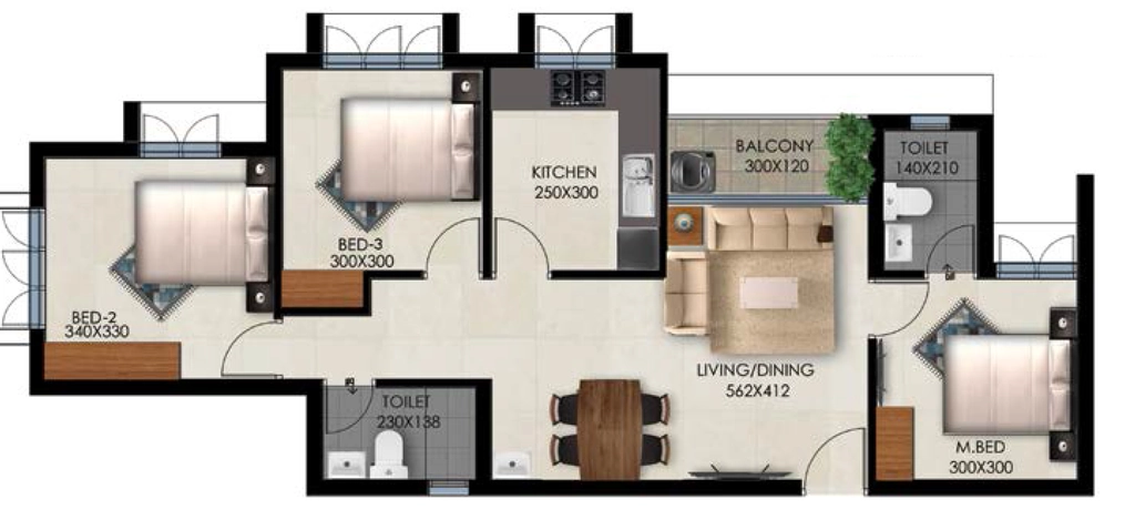 3 BHK Flat in Favourite The Garden Court in Karyavattom, Thiruvananthapuram - Image 930008