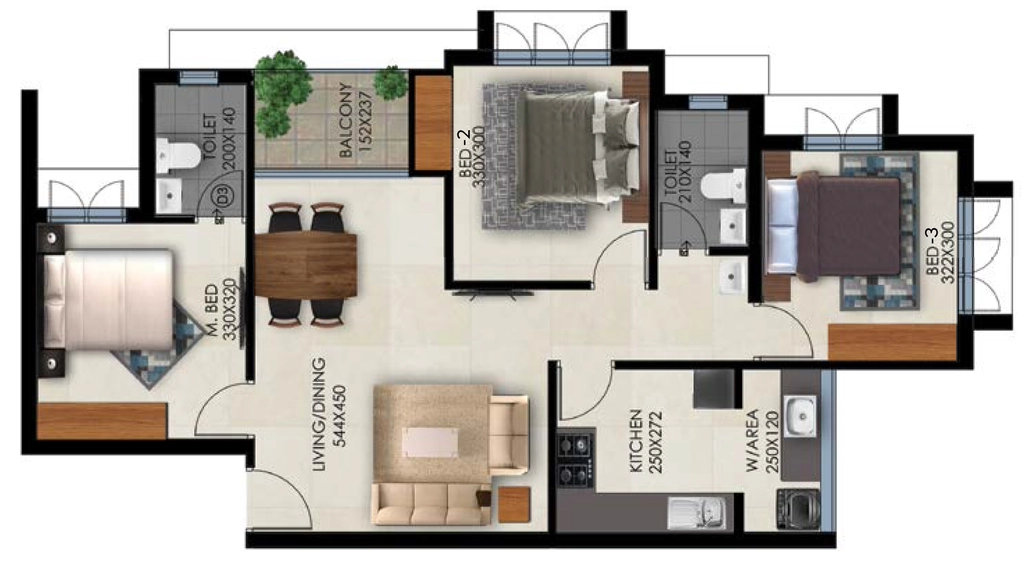 2 BHK Flat in Favourite The Garden Court in Karyavattom, Thiruvananthapuram - Image 930009