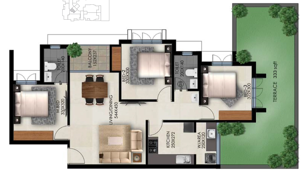 3 BHK Flat in Favourite The Garden Court in Karyavattom, Thiruvananthapuram - Image 930011