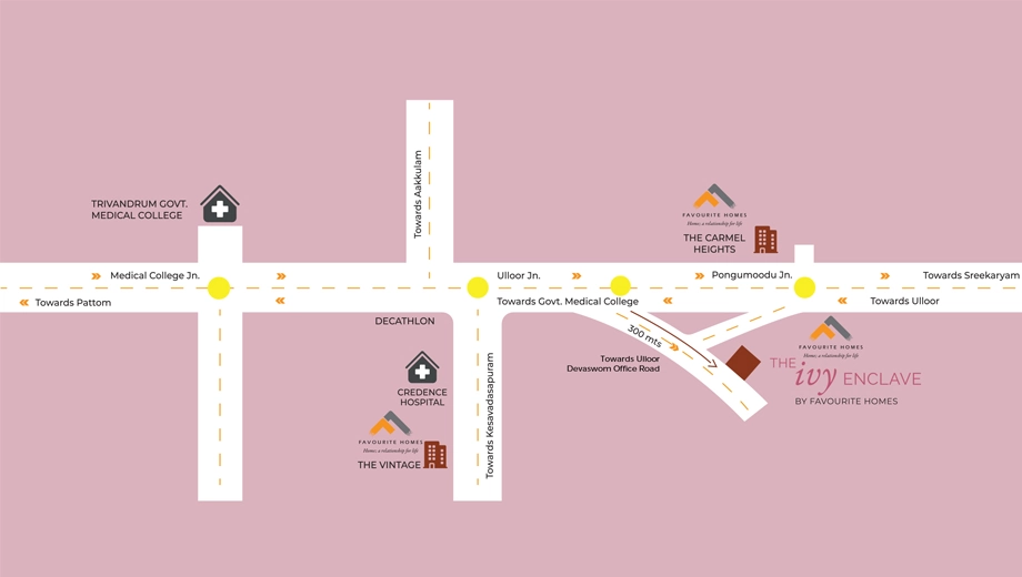 Location of Favourite The Ivy Enclave in Ulloor, Thiruvananthapuram - Image 432290