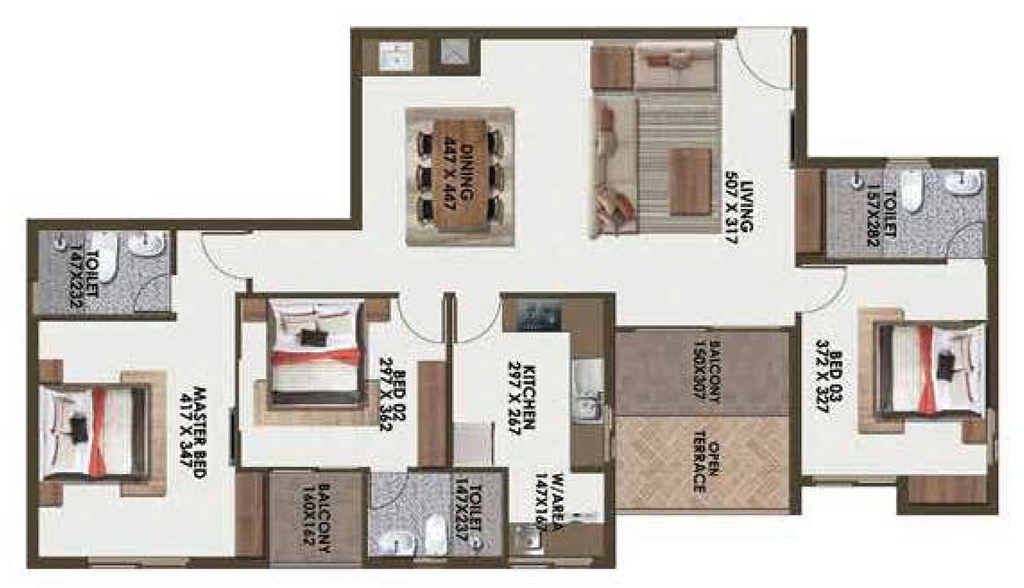 3 BHK Flat in Favourite The Laurels in Venpalavattom, Thiruvananthapuram - Image 930020
