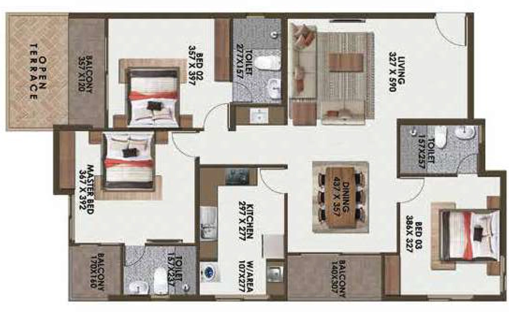 3 BHK Flat in Favourite The Laurels in Venpalavattom, Thiruvananthapuram - Image 930021