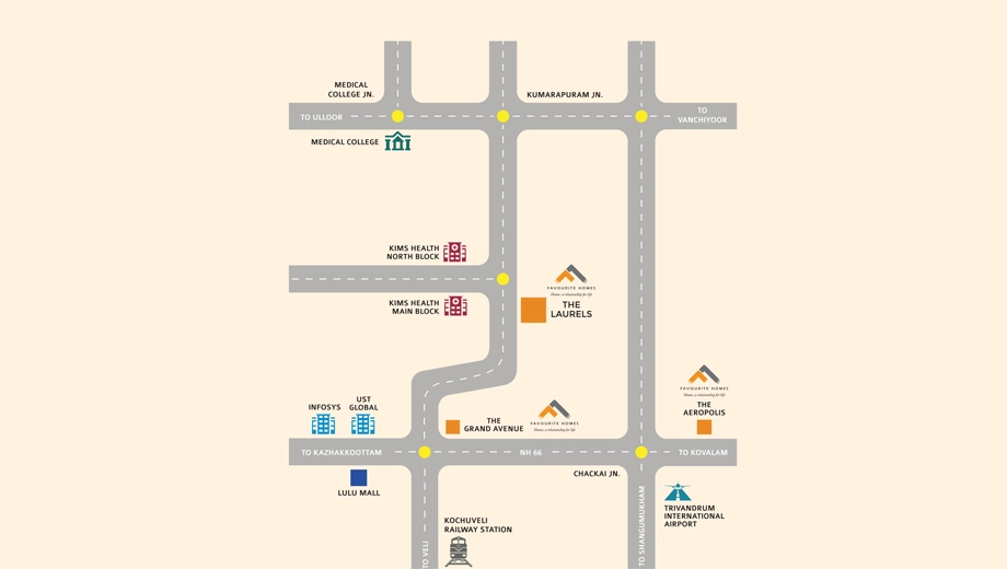 Location of Favourite The Laurels in Venpalavattom, Thiruvananthapuram - Image 432305