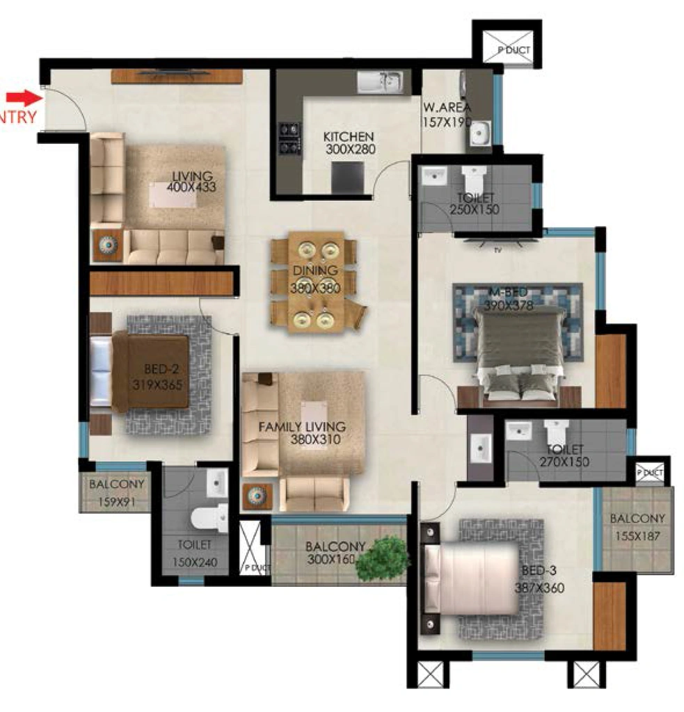 3 BHK Flat in Favourite The Maple Bay in Mannanthala, Thiruvananthapuram - Image 930030