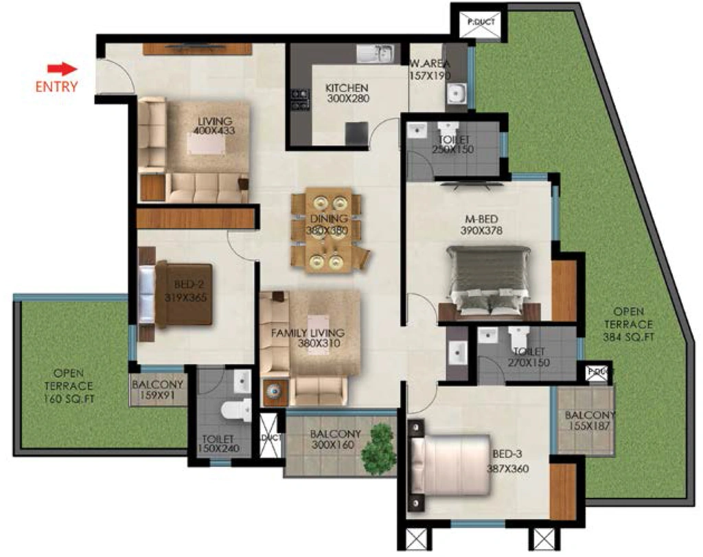 3 BHK Flat in Favourite The Maple Bay in Mannanthala, Thiruvananthapuram - Image 930032