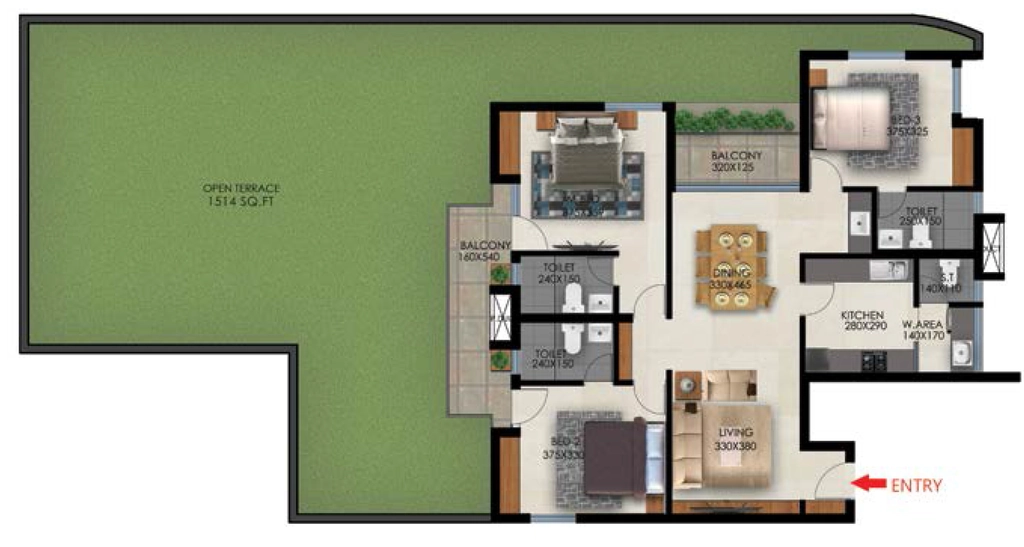 3 BHK Flat in Favourite The Maple Bay in Mannanthala, Thiruvananthapuram - Image 930033