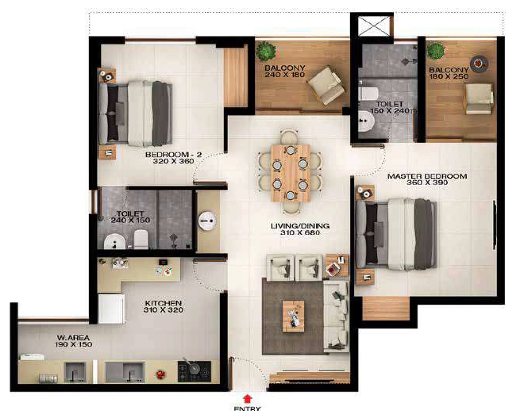 2 BHK Flat in Favourite The Townsville in Kulathoor, Thiruvananthapuram - Image 930034