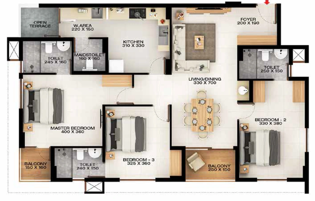 3 BHK Flat in Favourite The Townsville in Kulathoor, Thiruvananthapuram - Image 930037