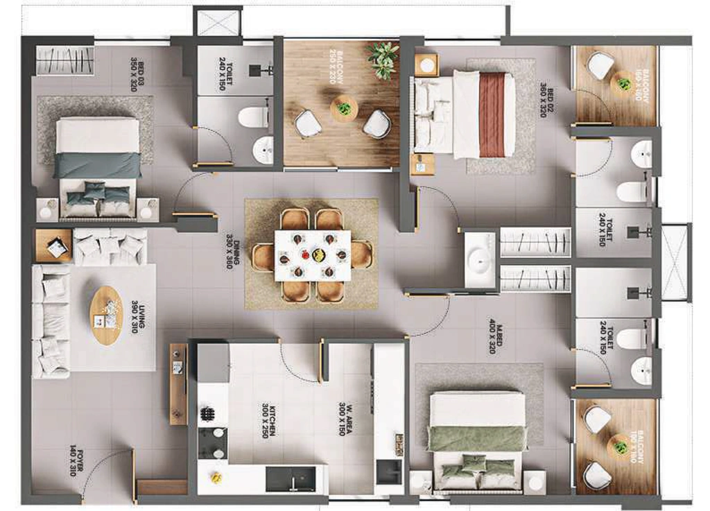 3 BHK Flat in Favourite the White Lily in Murinjapalam, Thiruvananthapuram - Image 930041